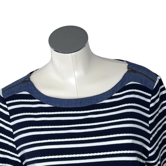 TALBOTS Navy Blue and White Striped Nautica Harbor 3/4 Sleeves Top Women's XL - Picture 4 of 16